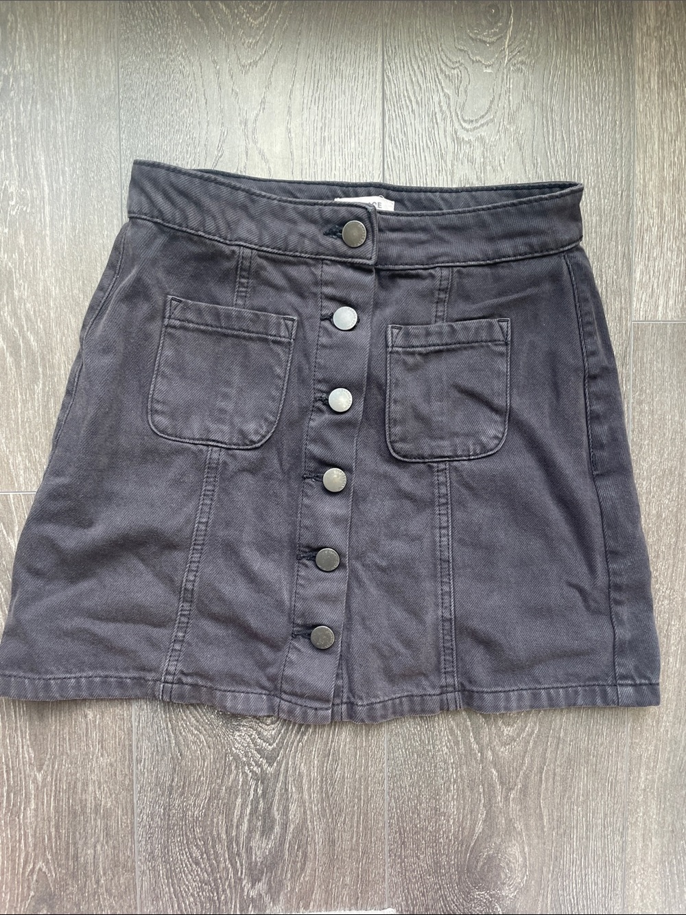 Garage Black Button-Front Mini Skirt